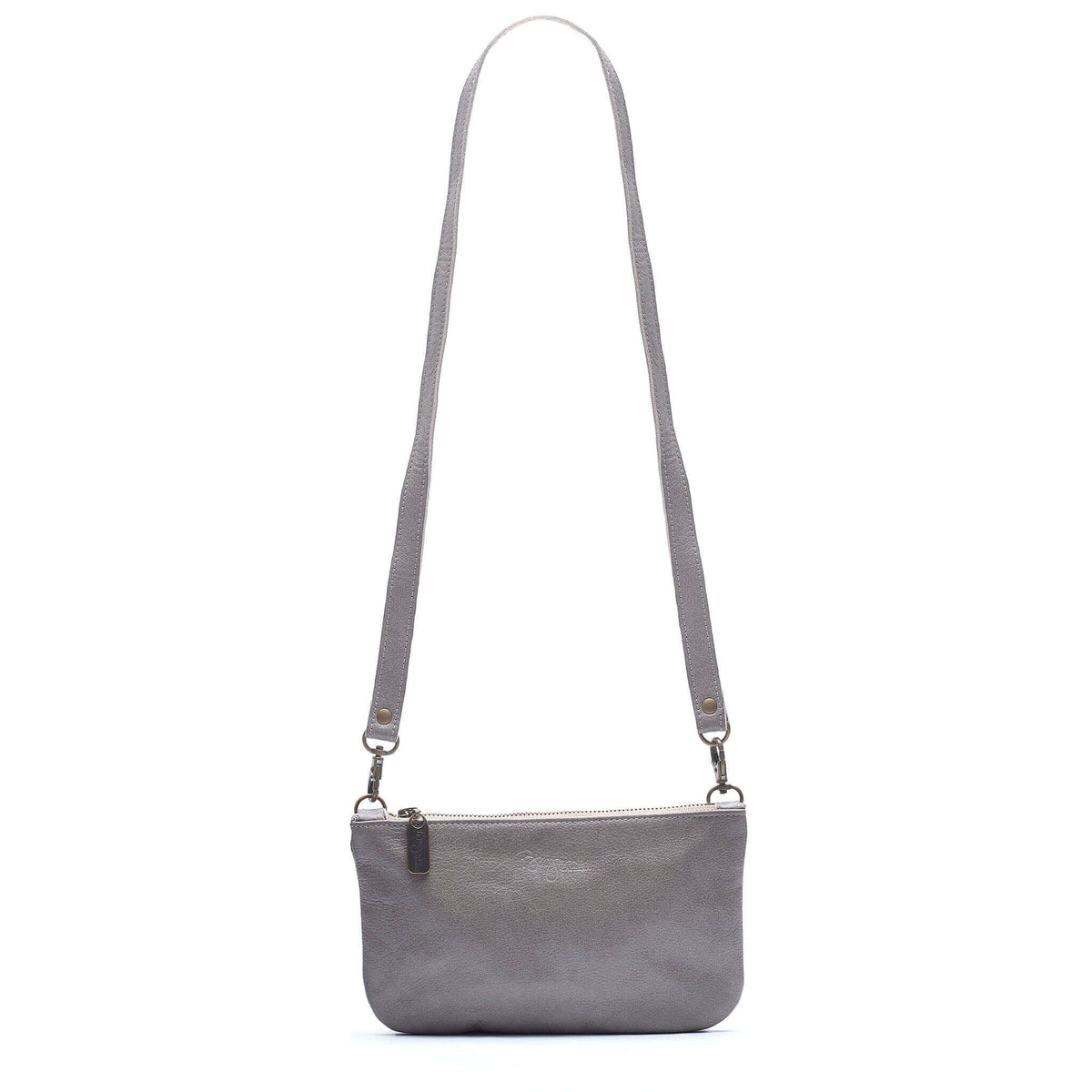 Mini Grey leather Crossbody, made in USA by Brynn Capella