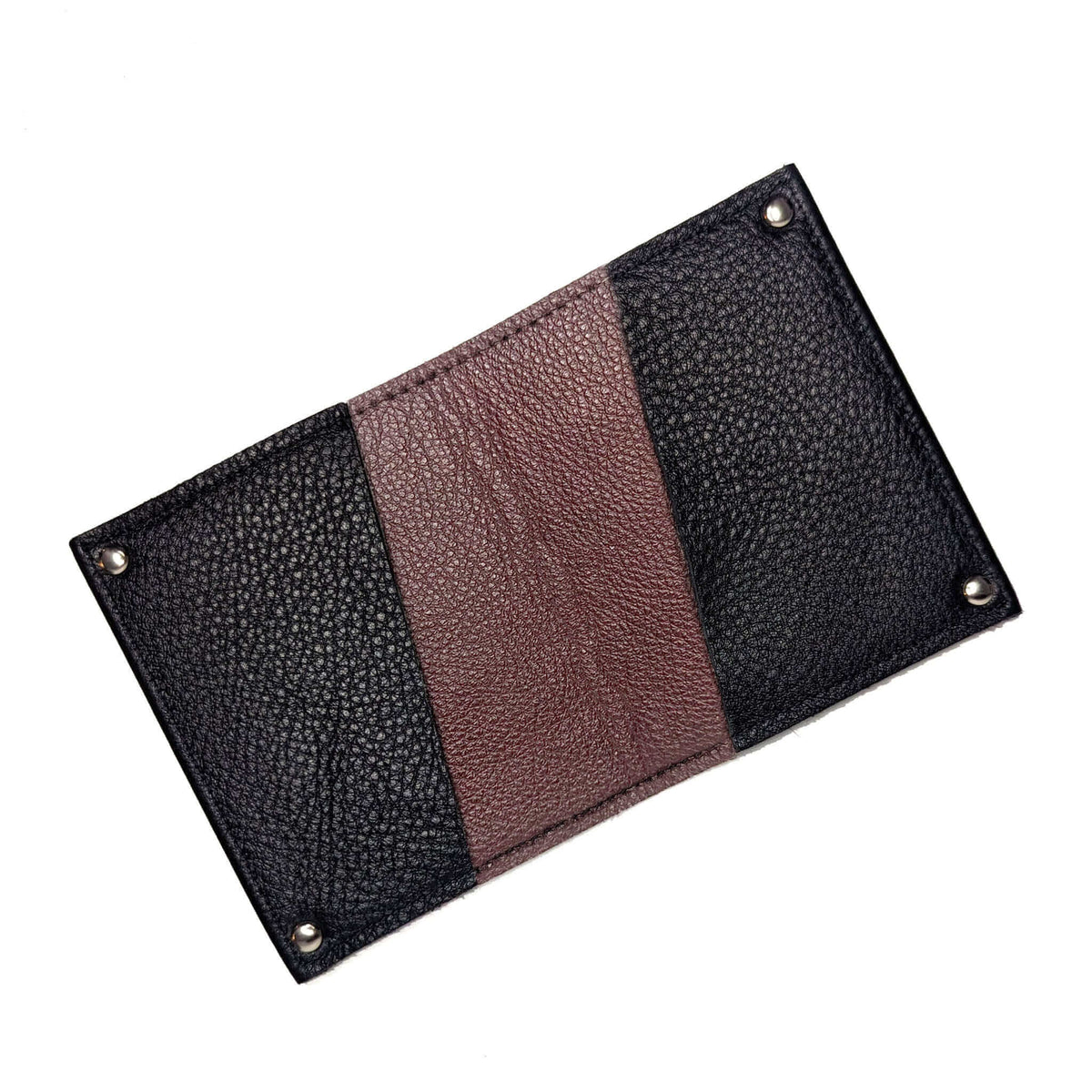 Black Mini Leather Flap Wallet, Unisex, Made in USA, Wallets & Money Clips, Mini Wallet, Brynn Capella