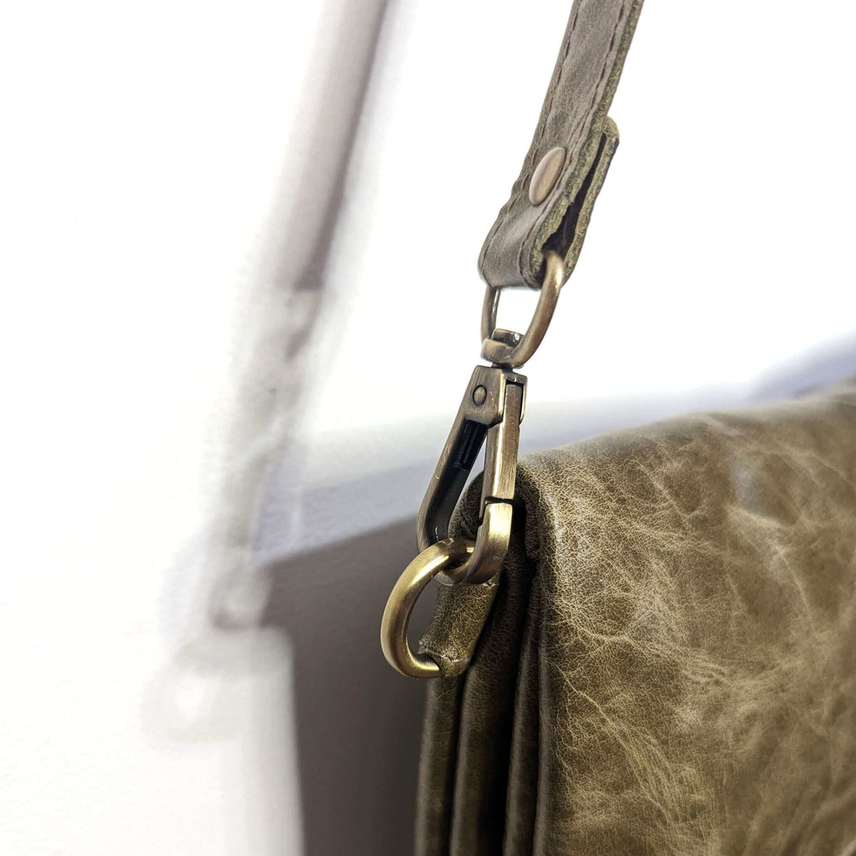 Leather Foldover Crossbody bag, clutch, green, made in USA, Handbags, Small Crossbody, Brynn Capella