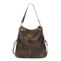 Original Lauren leather crossbody bag in rustic brown with adjustable strap and front pocket.