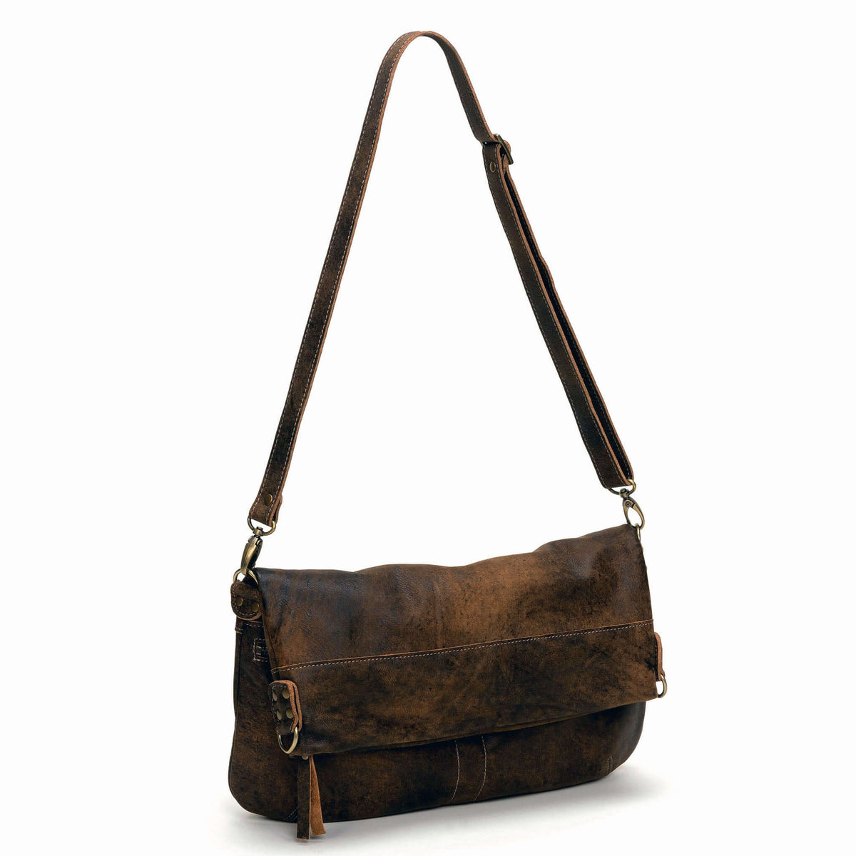 Original Lauren leather crossbody bag in brown, versatile design for everyday use.