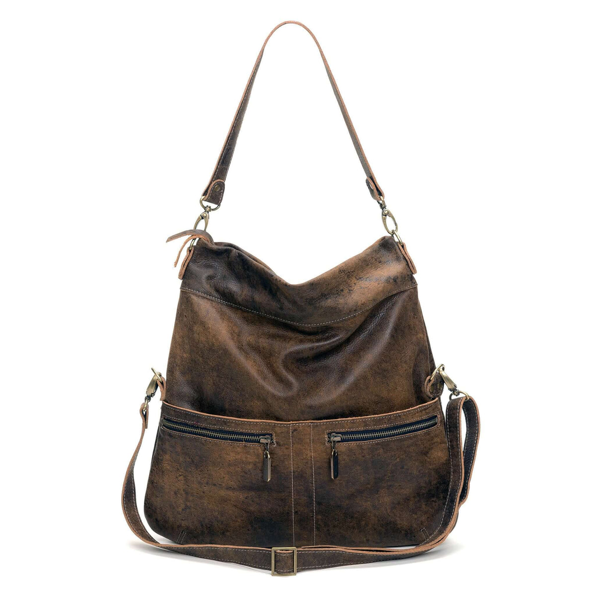 Original Lauren leather crossbody bag in brown, handcrafted, six ways to wear, functional and stylish.