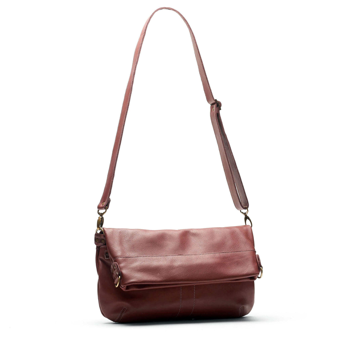 Original Lauren 6-in-1 leather crossbody bag in Merlot color with adjustable strap.