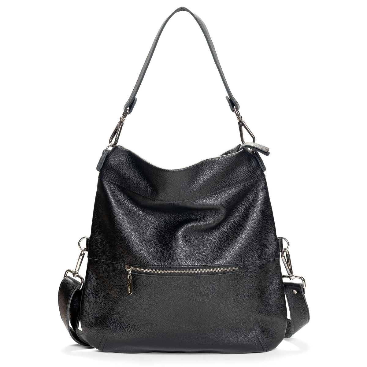 Original Lauren 6-in-1 leather crossbody bag in black leather, versatile and handcrafted for everyday use.