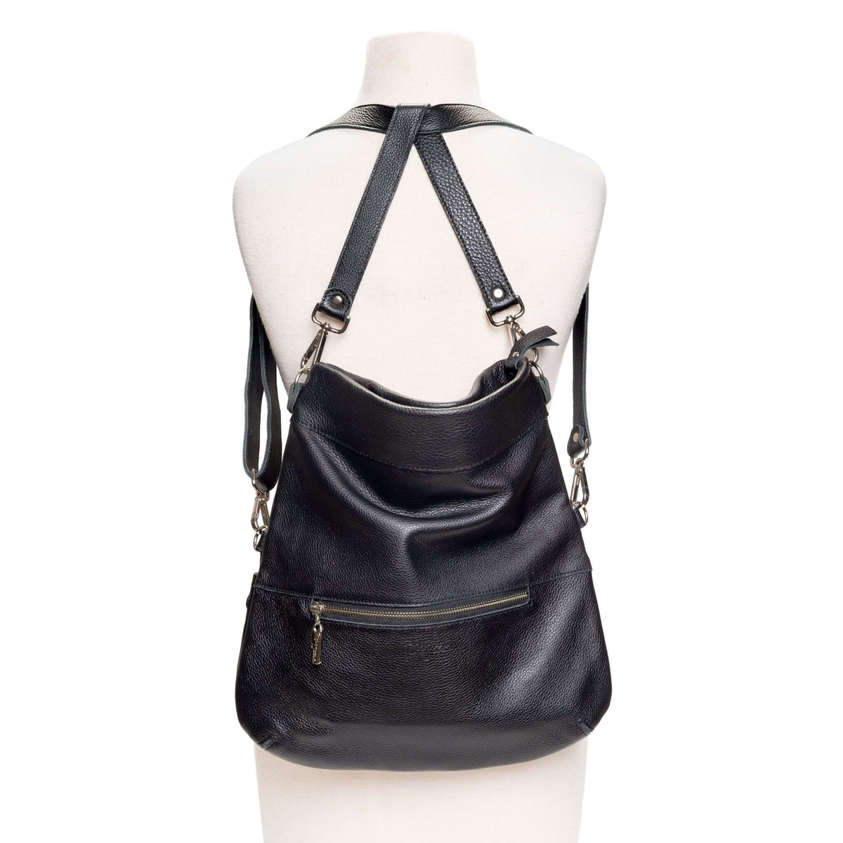Mini Lauren 6-in-1 convertible leather crossbody bag shown from the back, perfect for everyday use.