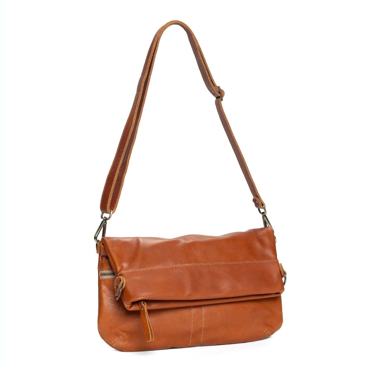 Mini Lauren 6-in-1 convertible leather crossbody bag in whiskey color, showcasing its stylish design and versatility.
