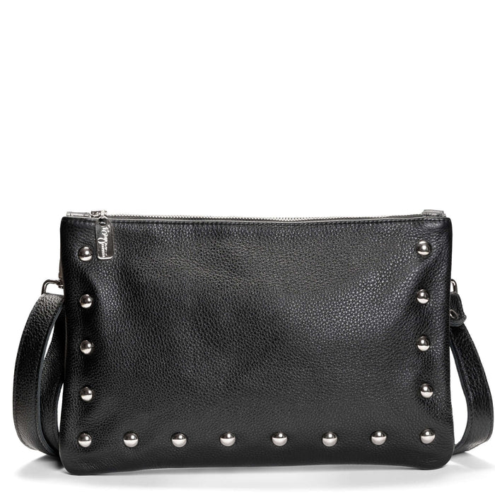 Studded crossbody bag, Black full-grain leather USA made, Handbags, Small Crossbody, Brynn Capella
