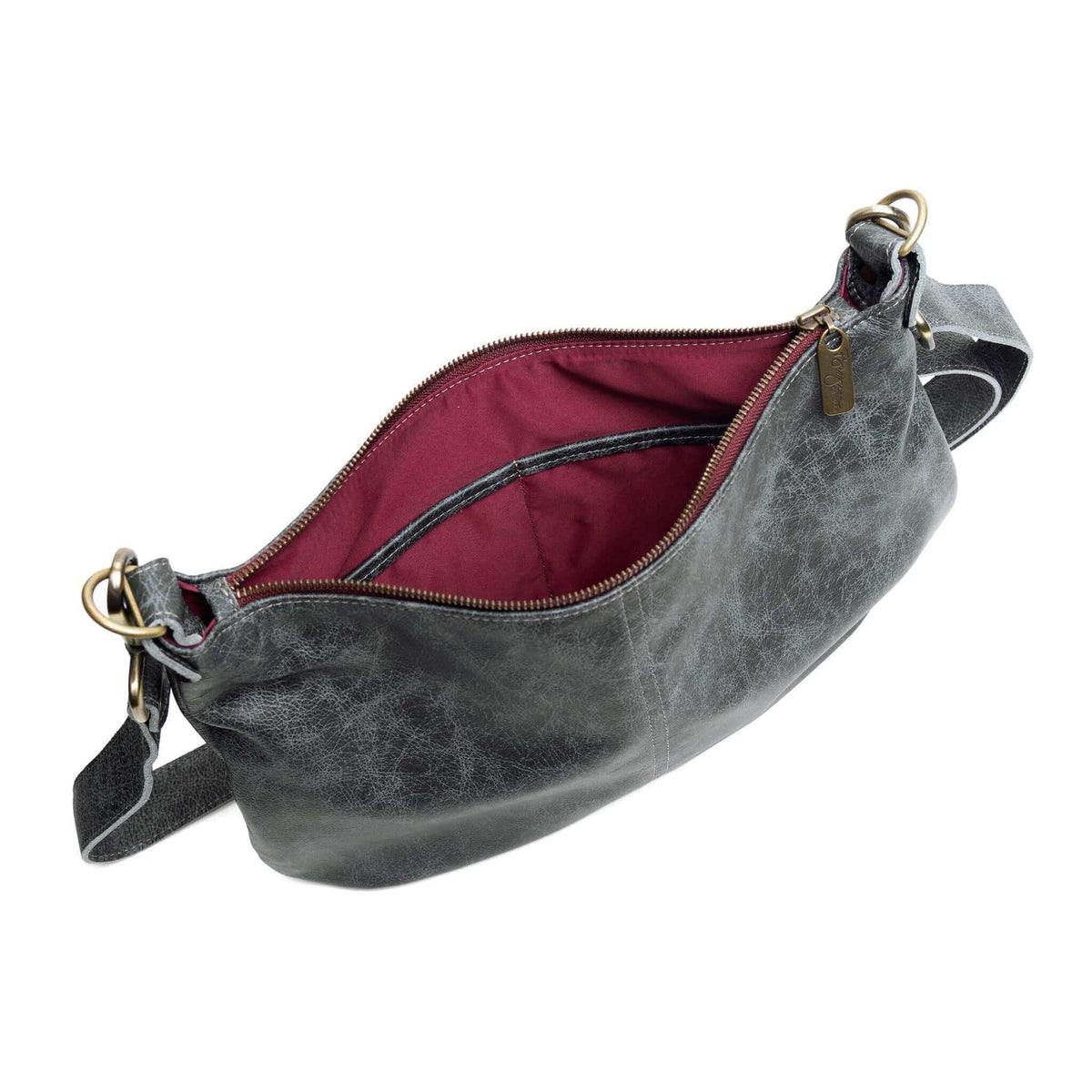Hobo Crossbody bag, Blue/Grey Italian leather, made in USA, Handbags, Hobo Crossbody, Brynn Capella