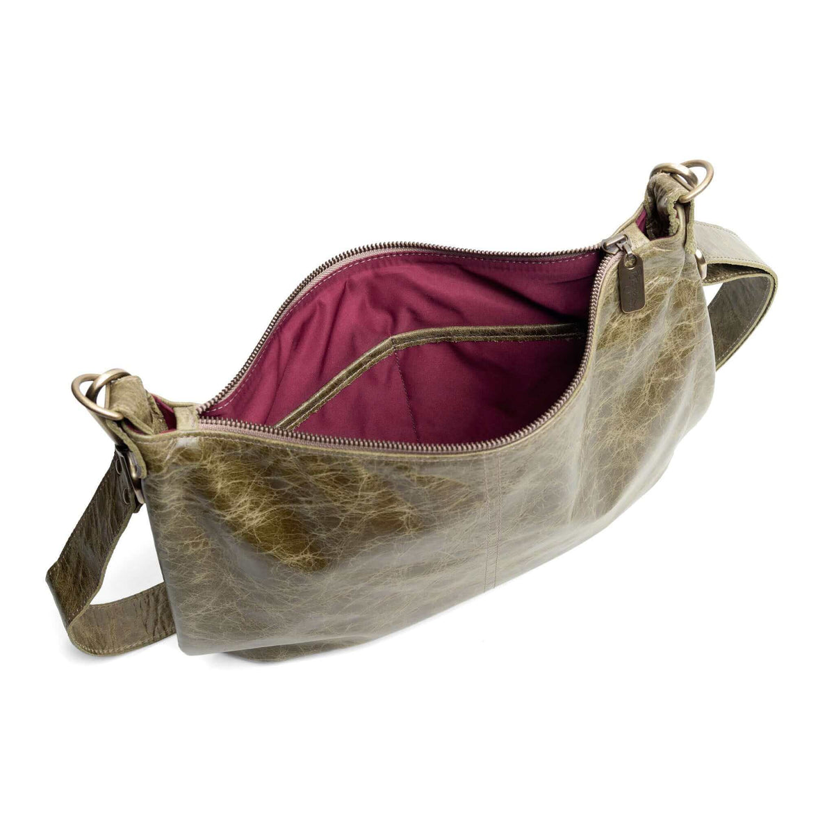 Hobo Crossbody bag, Green Italian leather, made in USA, Handbags, Hobo Crossbody, Brynn Capella