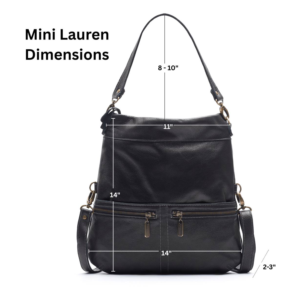 Mini Lauren 6-in-1 Convertible Leather Crossbody Bag - Black Sand