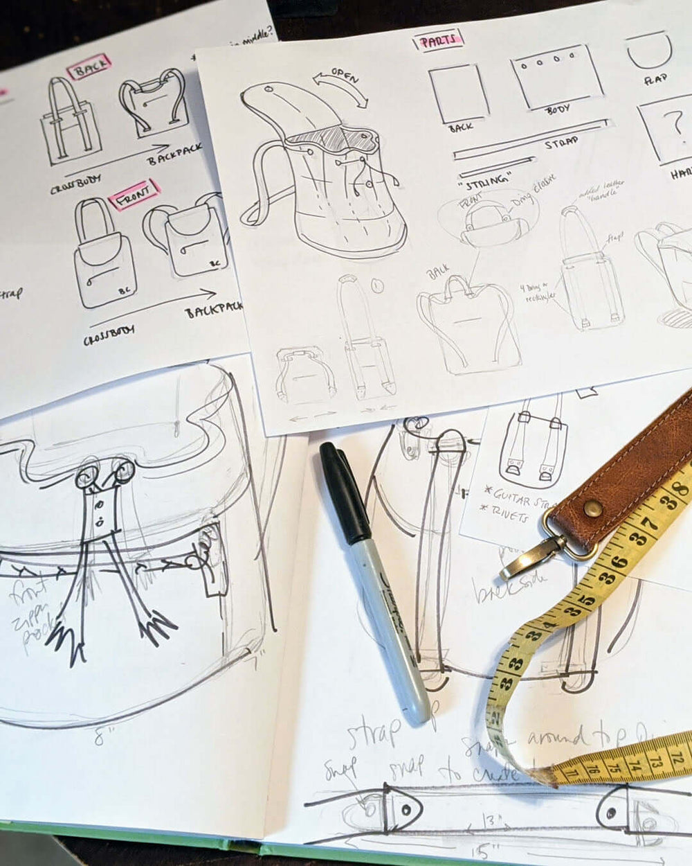 Brynn Capella Leather Goods Sketches, made in USA, about us
