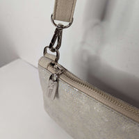 Printed Cream Suede mini crossbody with bulit in wallet, USA, Brynn Capella