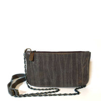 Grey Mini Leather Crossbody, Eel Print, Brynn Capella, Made in the USA