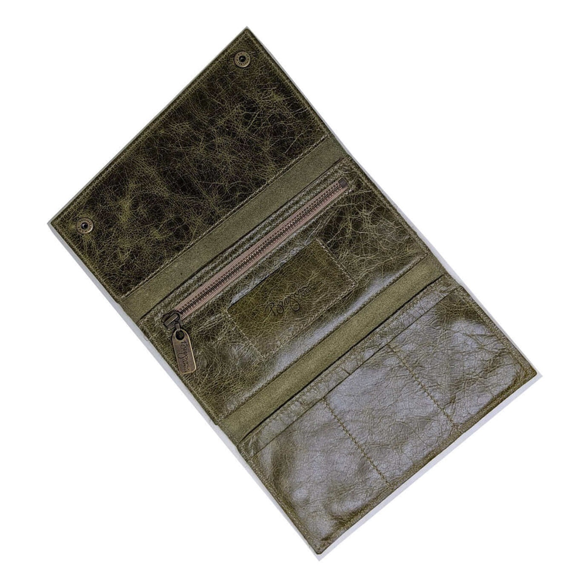 Slim Trifold leather wallet in Distressed Green, Made in USA, Wallets & Money Clips, Tri-fold Wallet, Brynn Capella