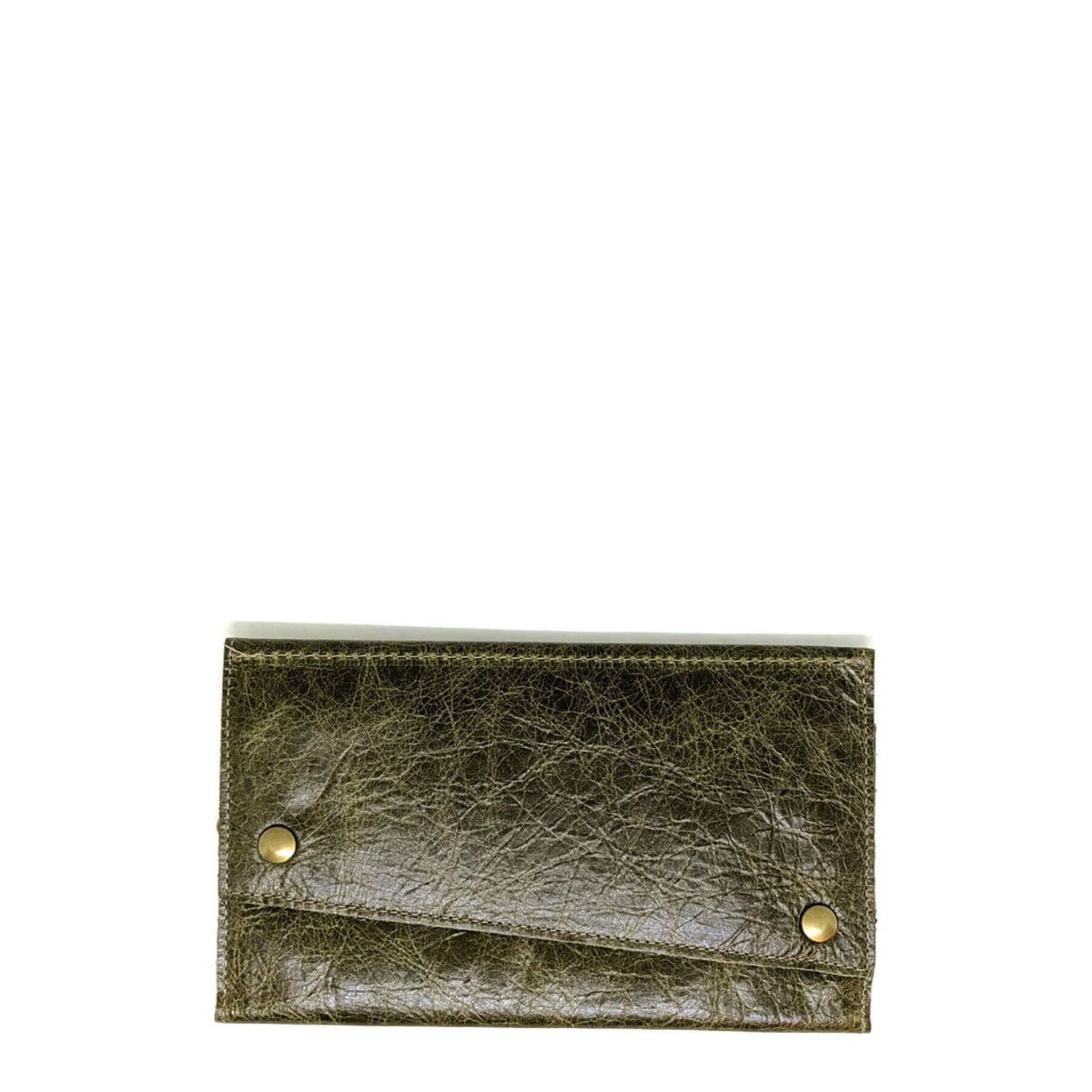 Slim Trifold leather wallet in Distressed Green, Made in USA, Wallets & Money Clips, Tri-fold Wallet, Brynn Capella