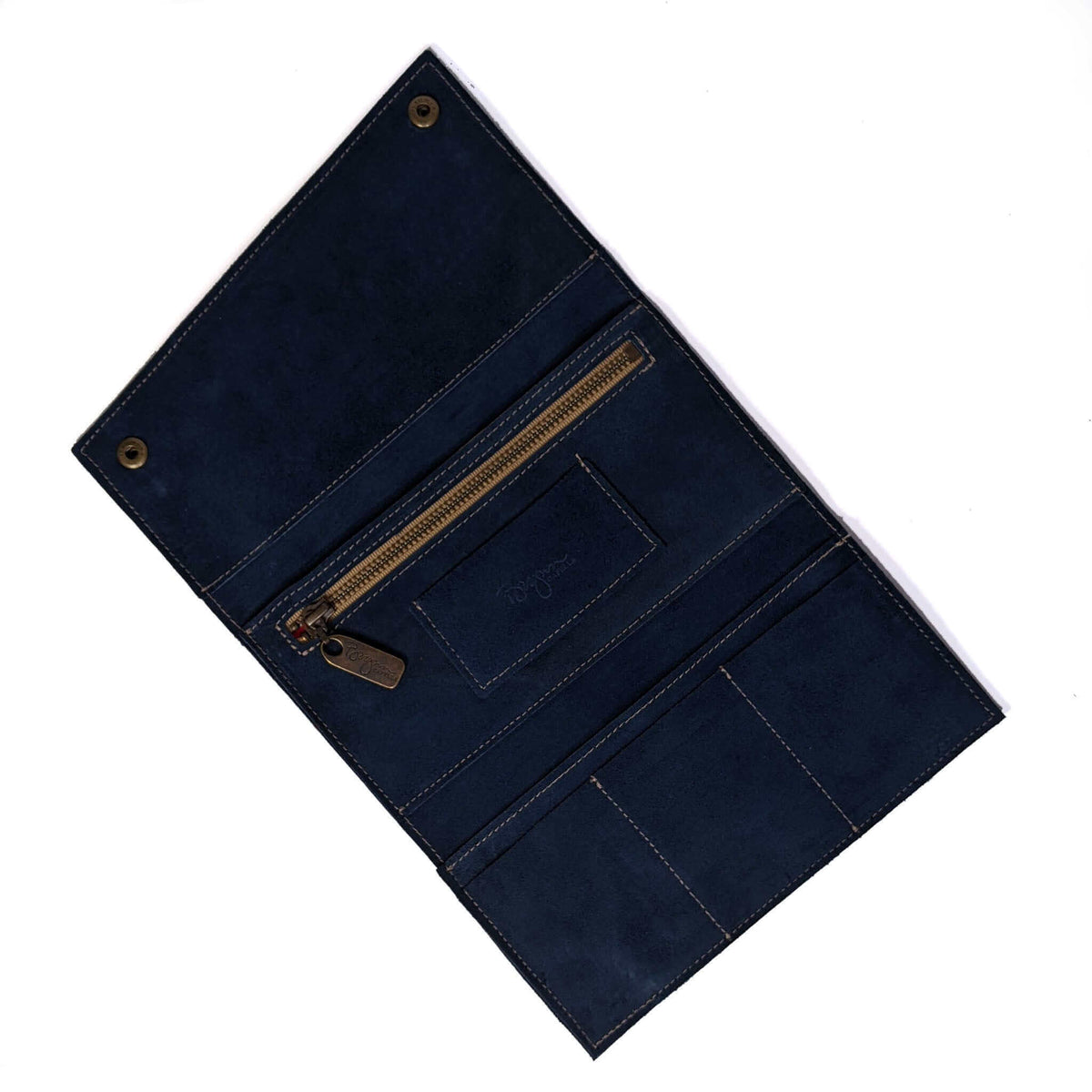 Slim Trifold leather wallet in Blue Suede, Made in USA, Wallets & Money Clips, Tri-fold Wallet, Brynn Capella