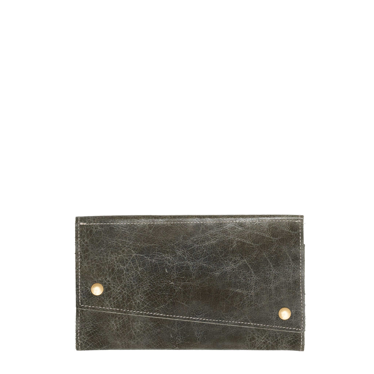 Slim Trifold leather wallet in Distressed Dark Charcoal, Made in USA, Wallets & Money Clips, Tri-fold Wallet, Brynn Capella