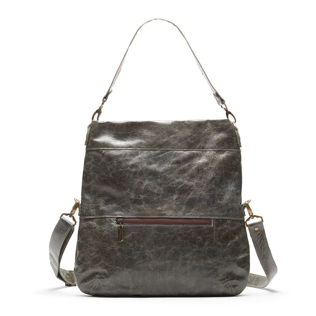 Lauren Crossbody in River Rock, stylish leather crossbody bags with spacious pockets for organization.