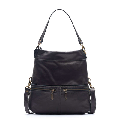 Mini Lauren 6-in-1 Convertible Leather Crossbody Bag in black, showcasing versatility and style.