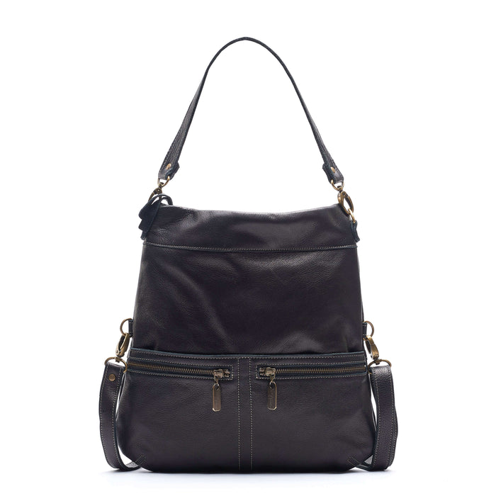 Mini Lauren 6-in-1 Convertible Leather Crossbody Bag in black, showcasing versatility and style.