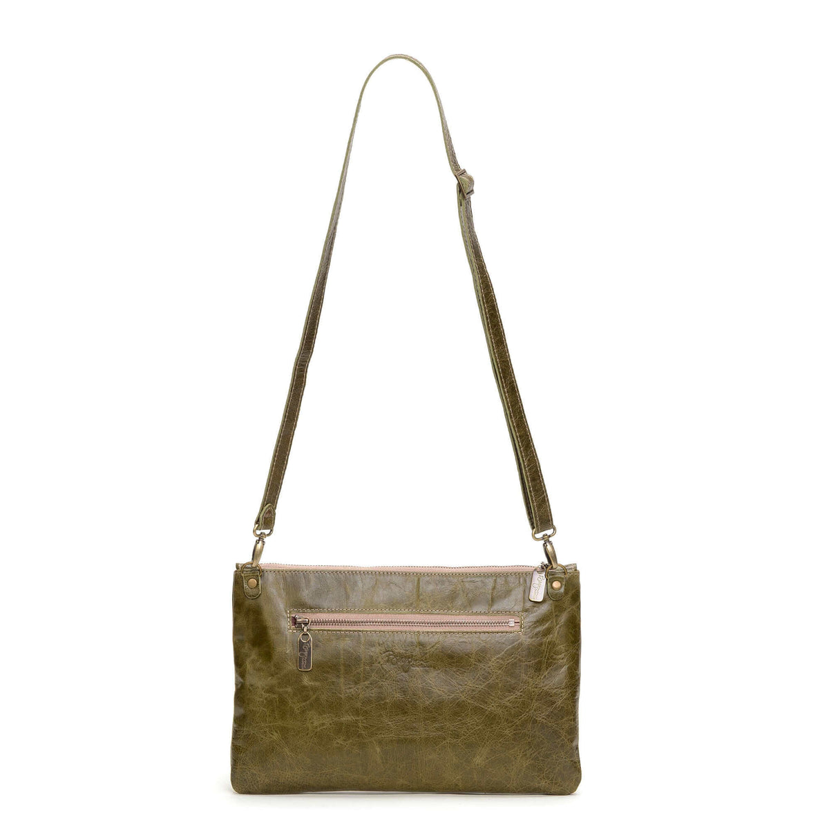 Studded crossbody bag, Green full-grain leather USA made, Handbags, Small Crossbody, Brynn Capella