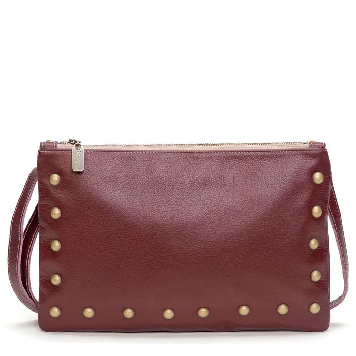 Studded crossbody bag, Plum full-grain leather USA made, Handbags, Small Crossbody, Brynn Capella