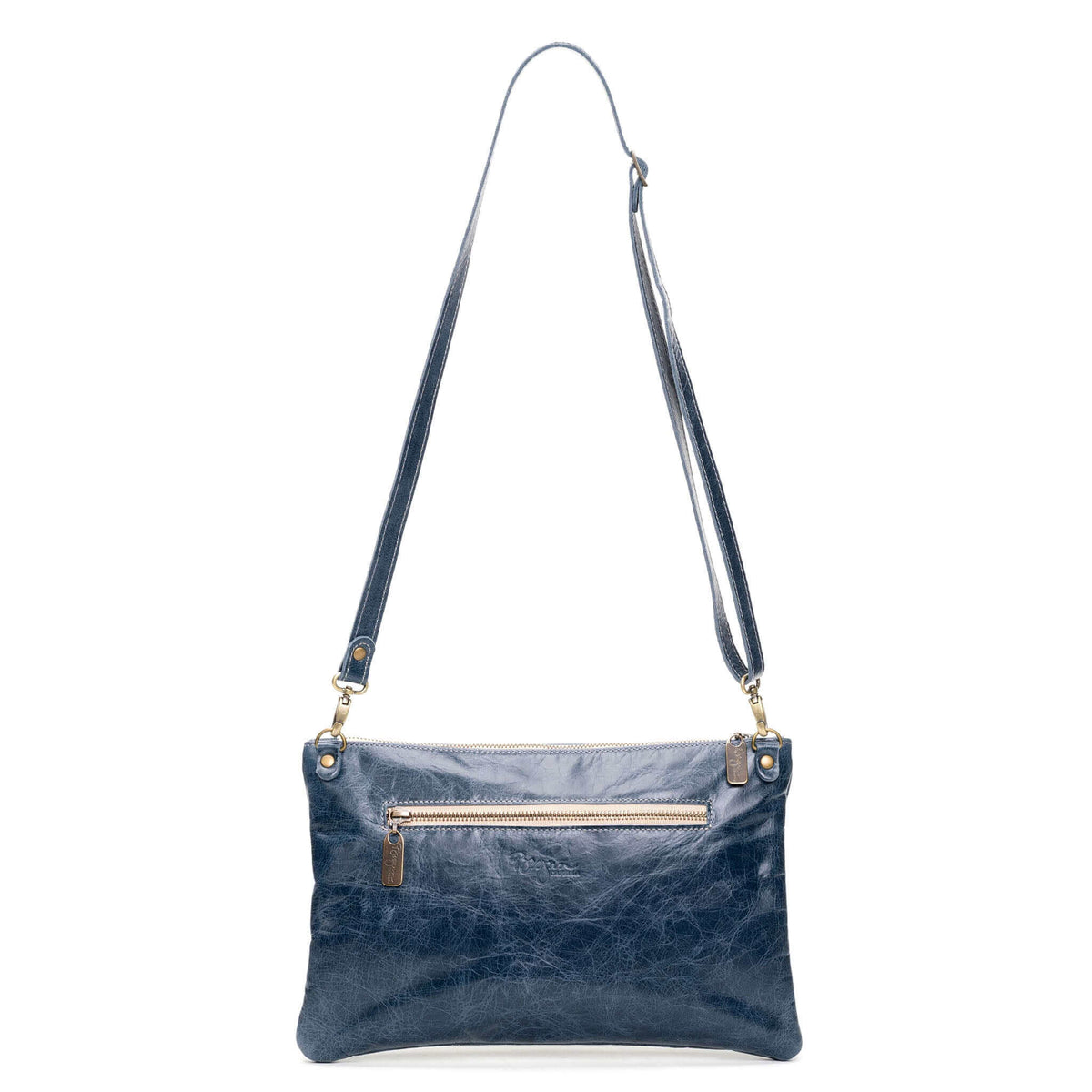 Studded crossbody bag, Blue full-grain leather USA made, Handbags, Small Crossbody, Brynn Capella