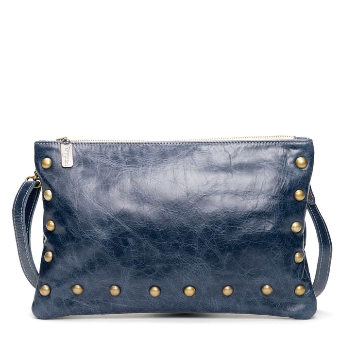 Studded crossbody bag, Blue full-grain leather USA made, Handbags, Small Crossbody, Brynn Capella