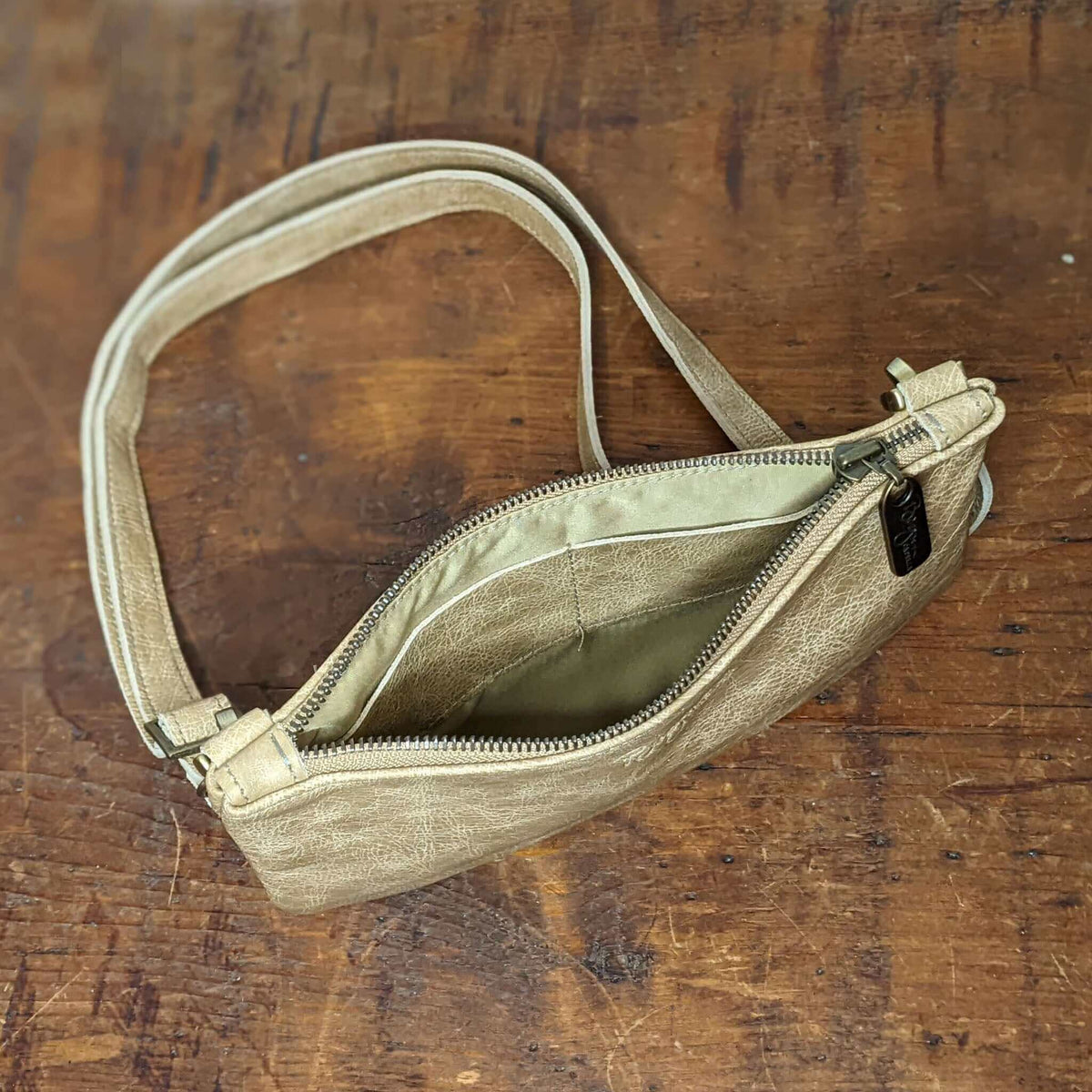 Mini Crossbody Bag in Tan, full-grain vintage leather, USA, Handbags, Mini Crossbody, Brynn Capella